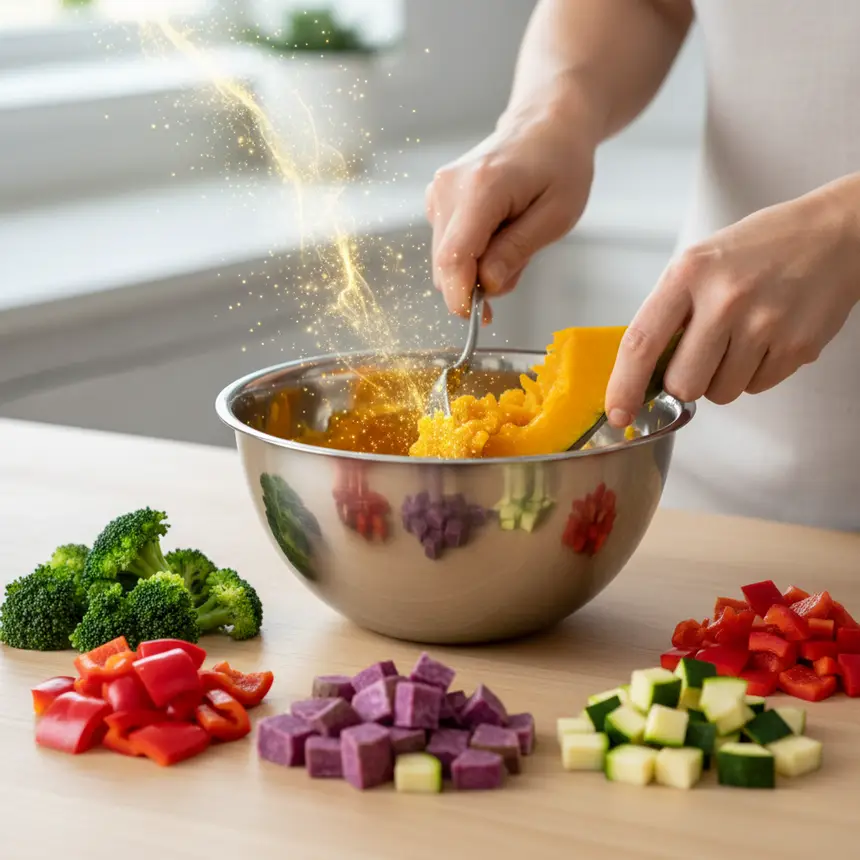 Preparing Seasonal Vegetable Puree Cubes