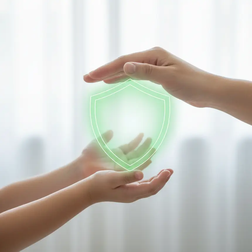Parent and child hands reaching, symbolizing support for healthy growth