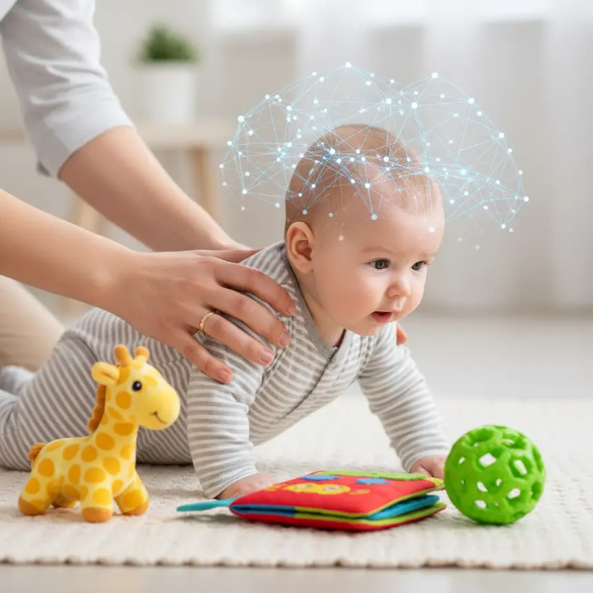 Tummy time practice, baby play