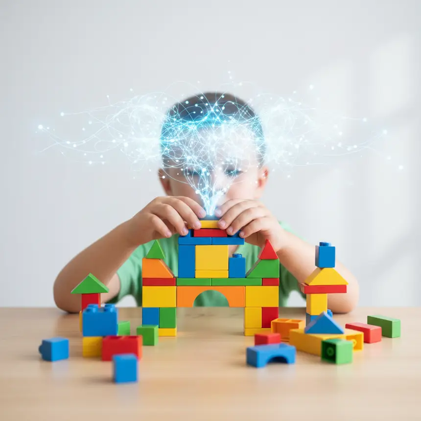 Preschooler creative play, brain development, building activities