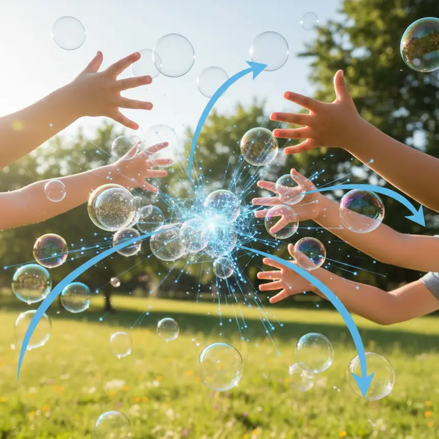Children playing with bubbles