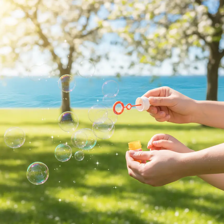 Parent and child bubble play