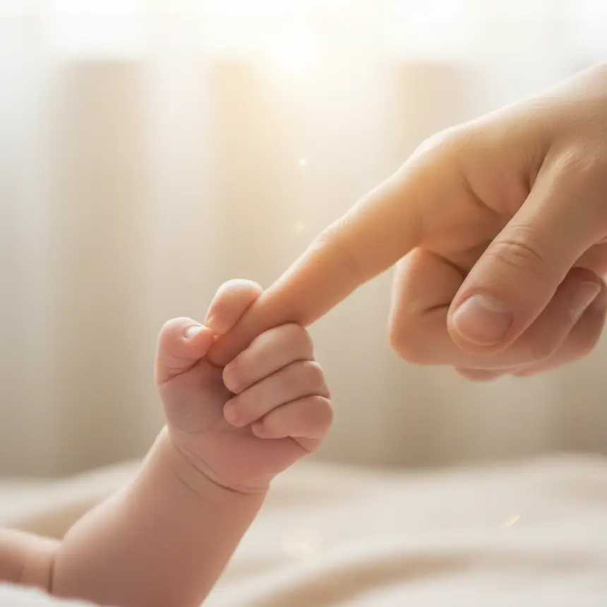 Baby hand holding parent's hand