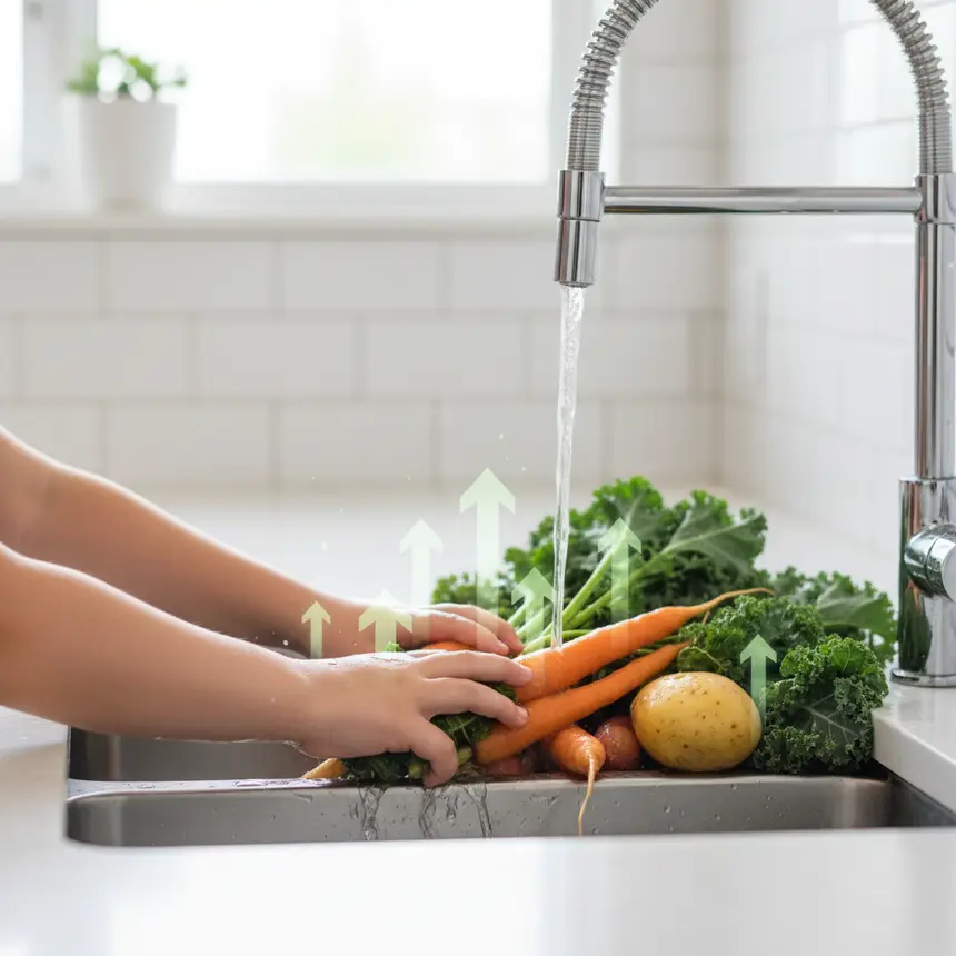 Child helping in kitchen