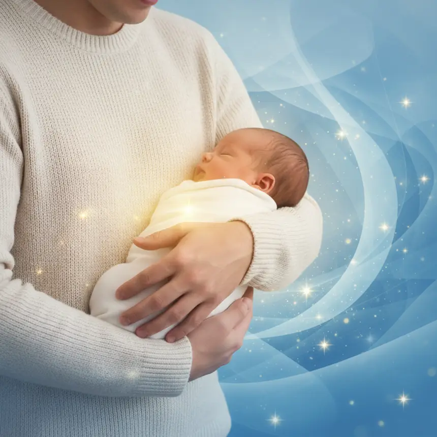 Parent cradling baby