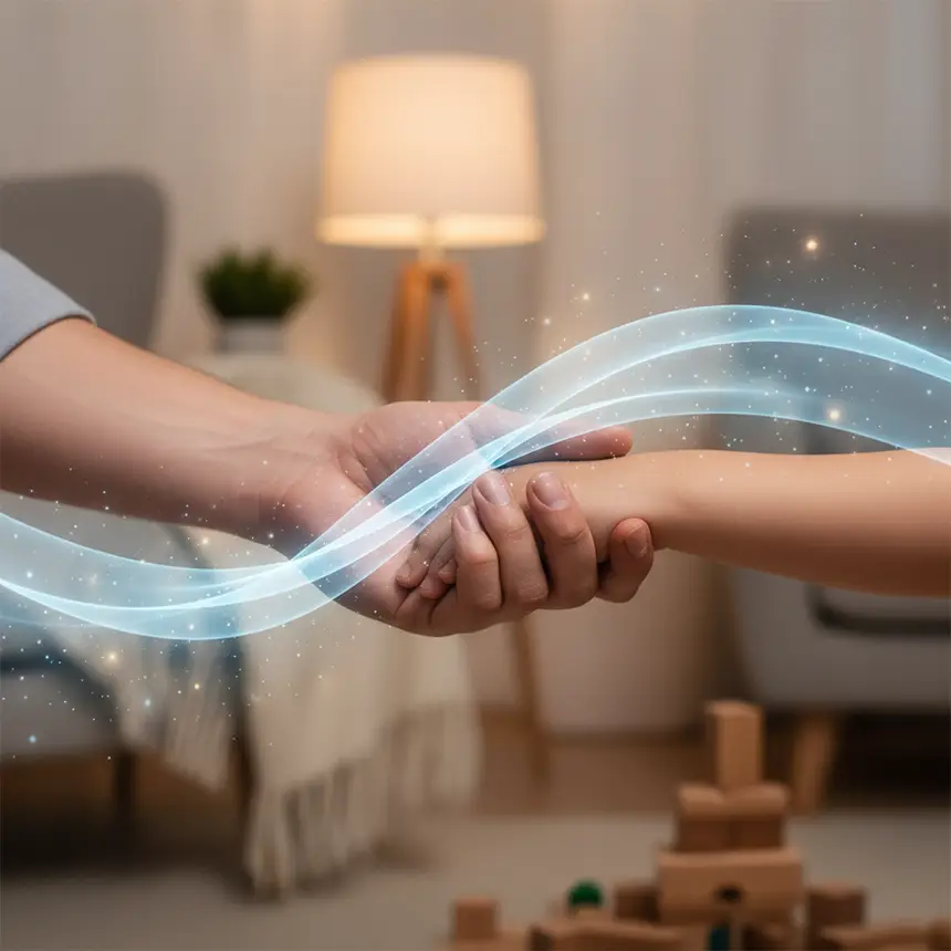 Parent and child hands together, stable