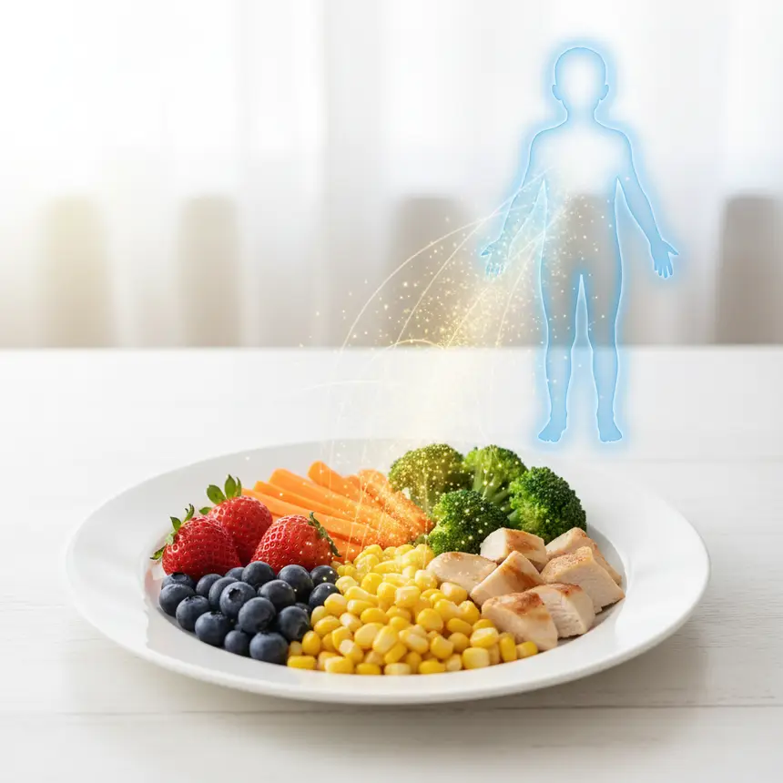 healthy diet, nutrient intake, language stimulation